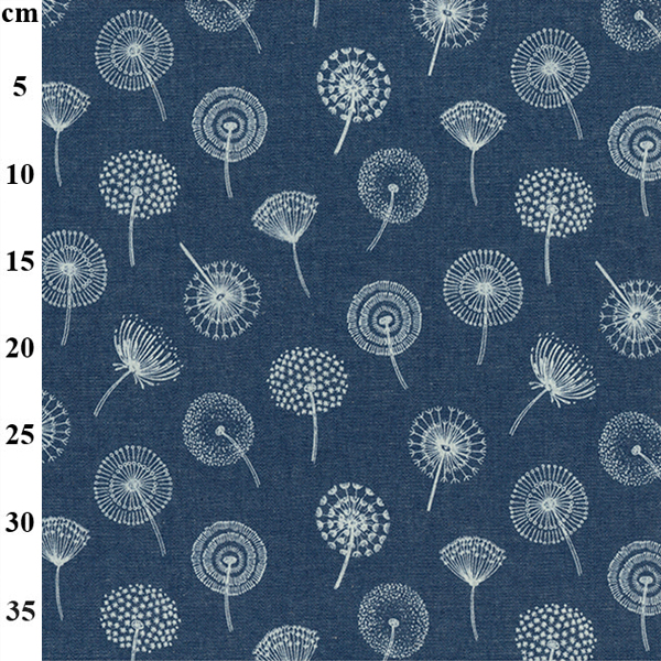 Chambray - Seed Heads on Denim