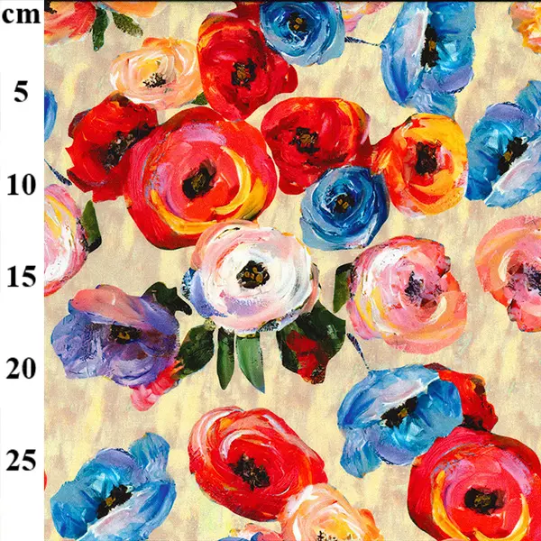  Viscose and Linen Digital Print-Poppies