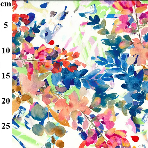  Viscose and Linen Digital Print-Painted Flowers