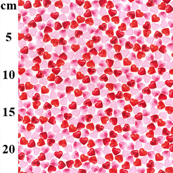 100% Cotton Poplin Red and Pink Hearts