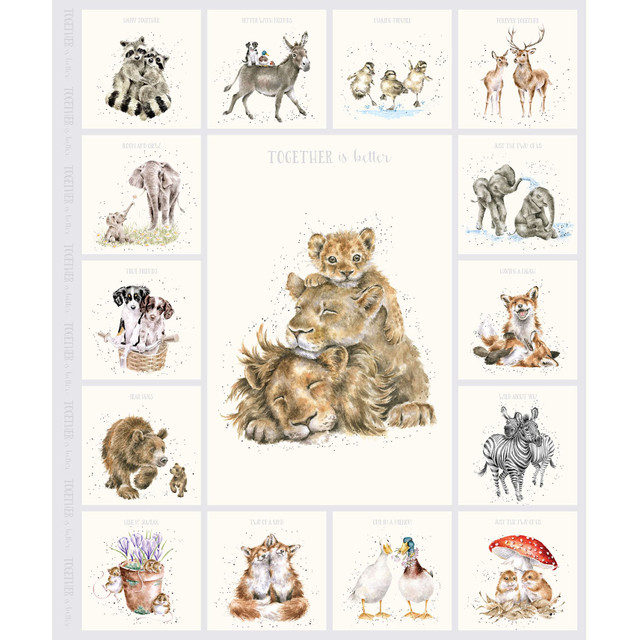 Wrendale designs-Together is Better-Lion Panel-Grey