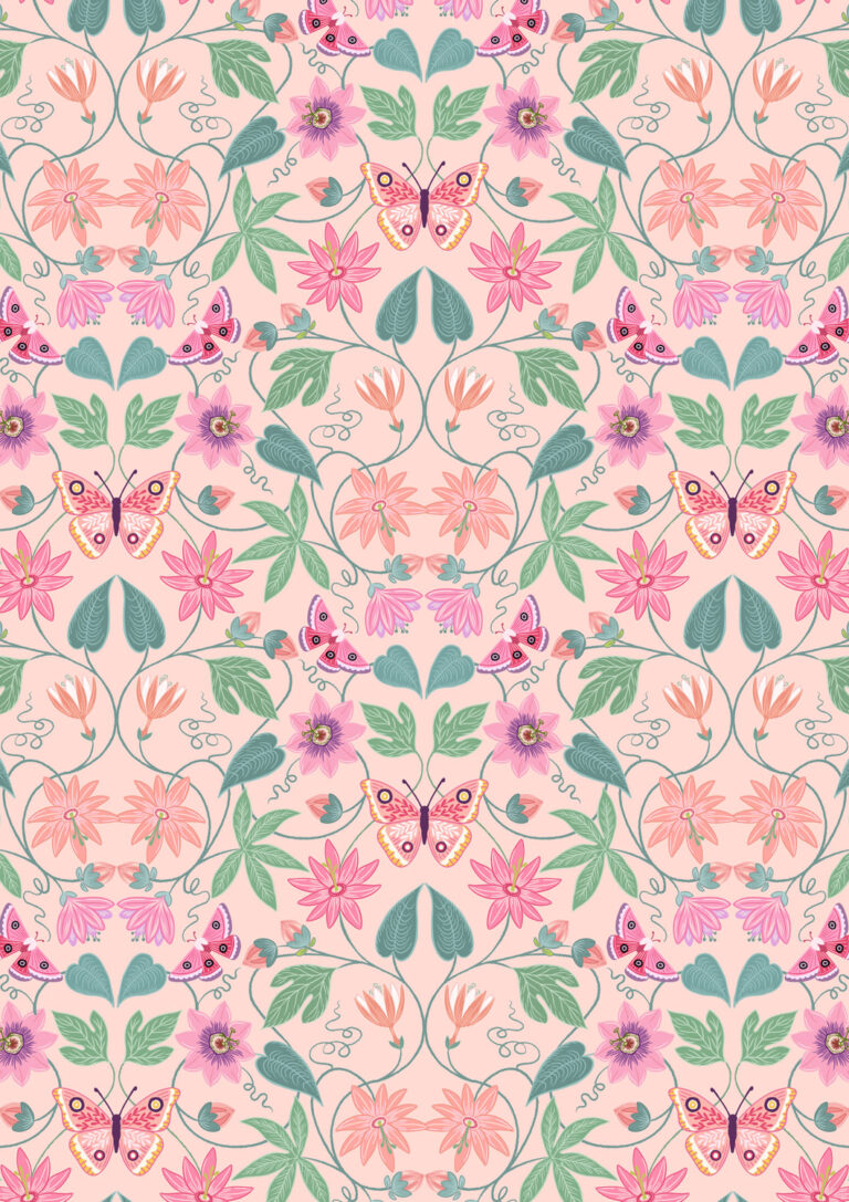 Botanical by Lewis and Irene-Botanical Butterfly on Pink