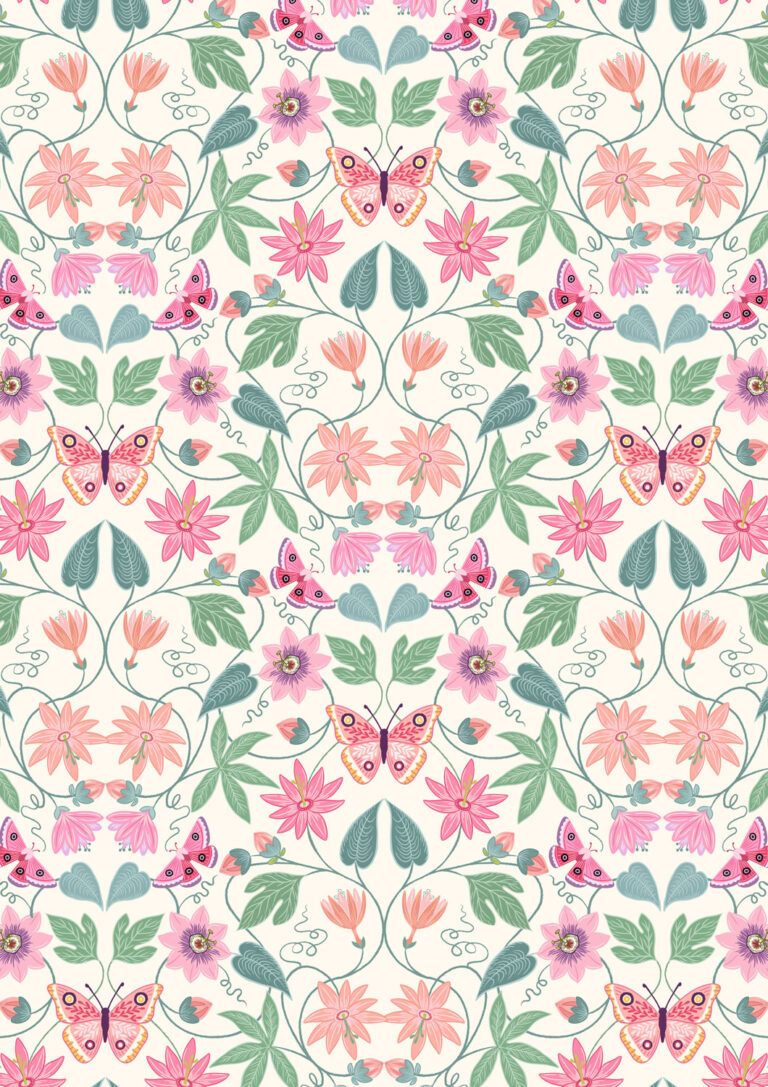 Botanical by Lewis and Irene-Botanical Butterfly on Cream
