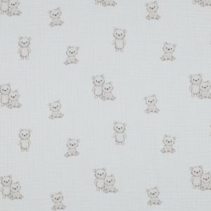 Double Gauze Gots Digital Teddies on White