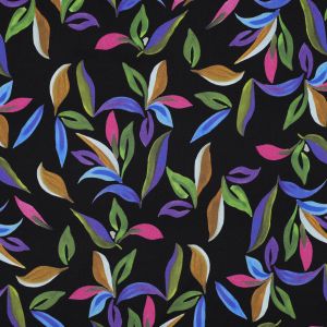 ROSELLA STRETCH VISCOSE DIGITAL BLACK LEAVES
