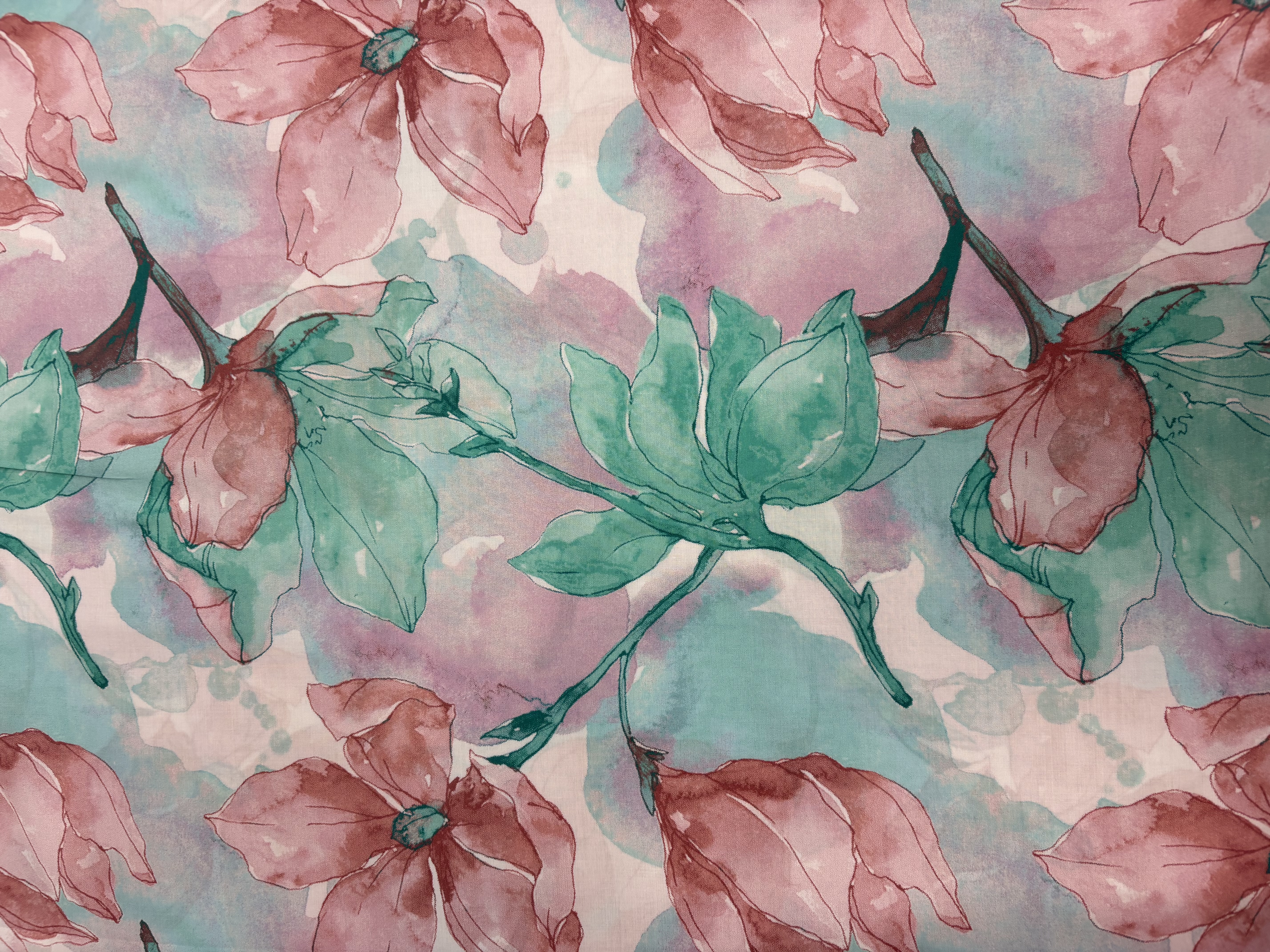 Tencel - Flowers on Ivory