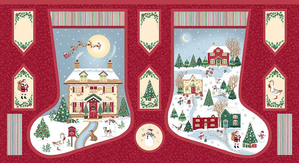 Country Christmas Stocking Panel by Makower