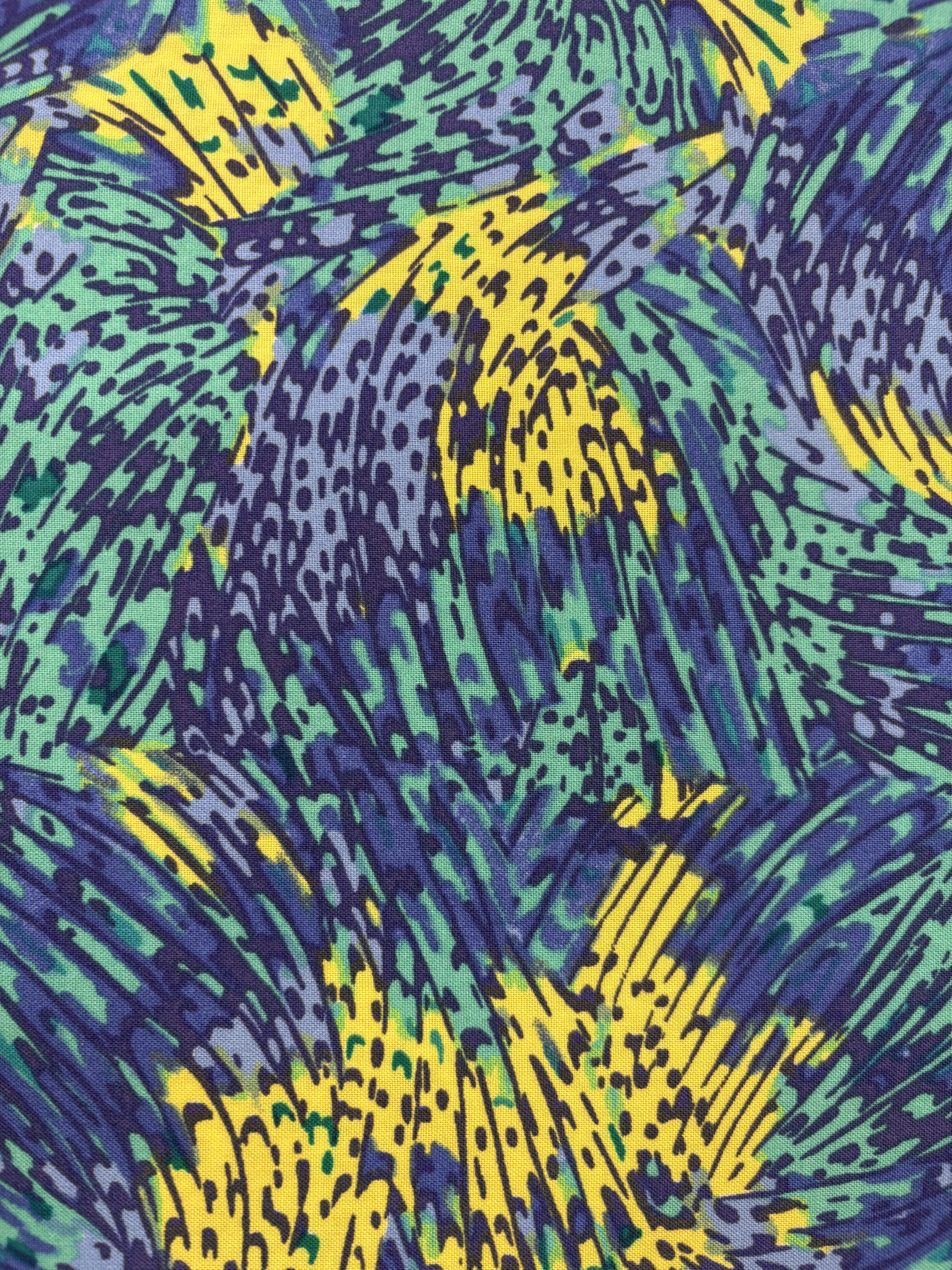 Viscose Geometric Print-Aqua and Banana