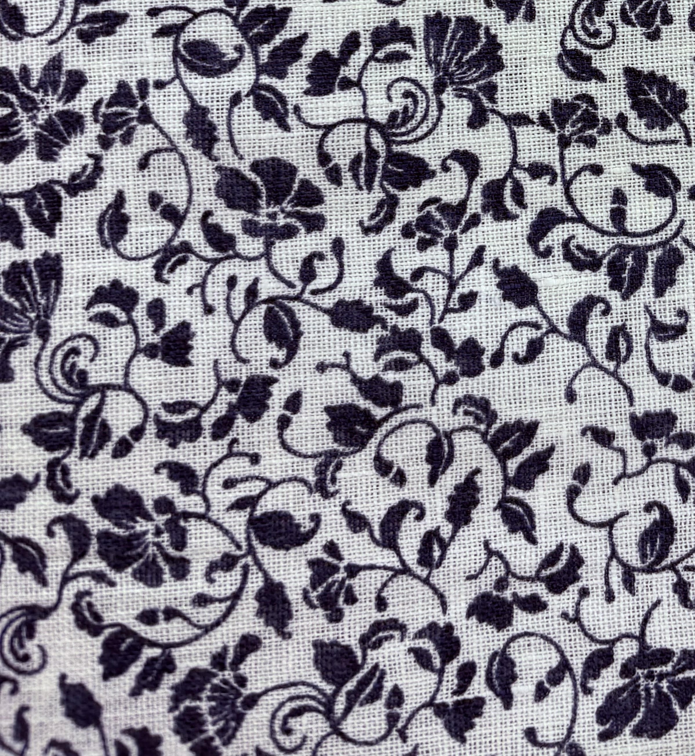  Linen Blue Flowers on white