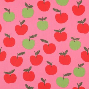 Poplin - Apples on Pink