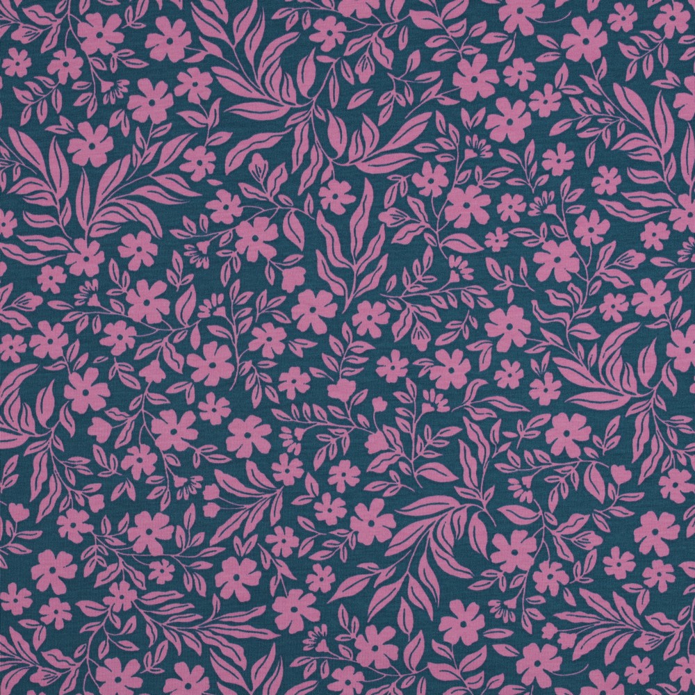 Jersey Pink Flowers on Green