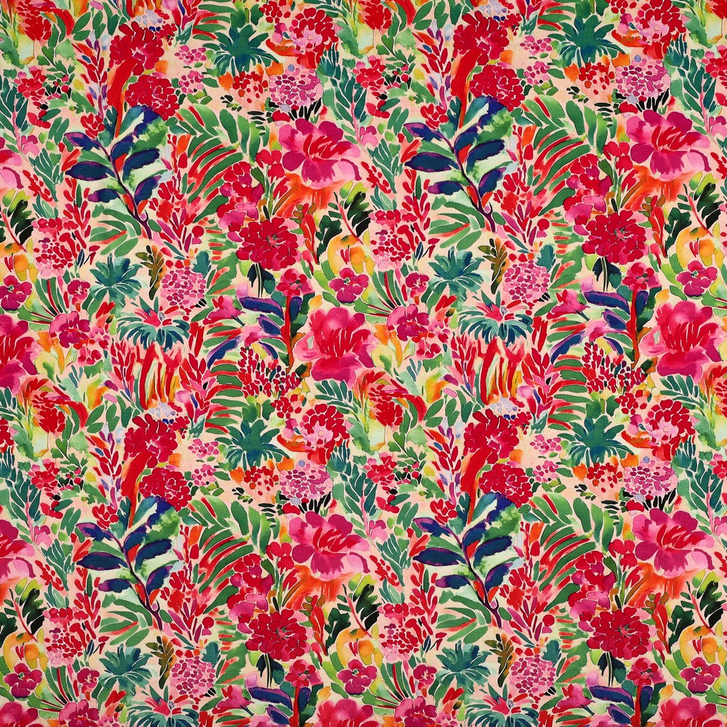 Viscose Jersey Digital Pink, Red Flowers
