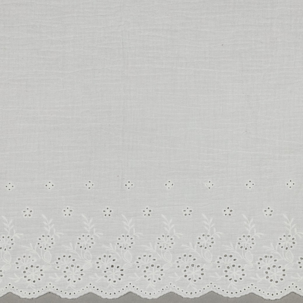 Double Gauze Embroidery Anglaise - White