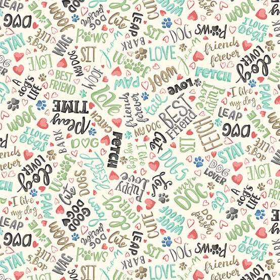 Pooch by Makower- Text-Cream