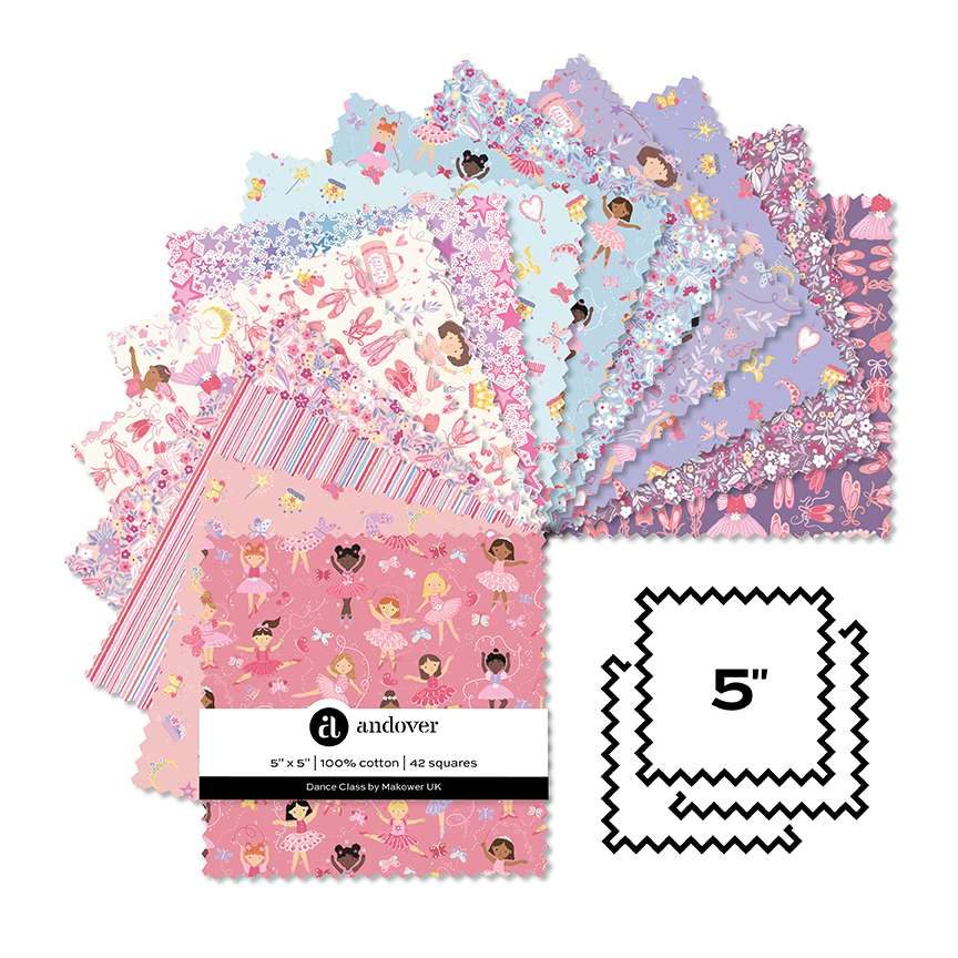 Makower Dance Class 5 inch Squares Pack