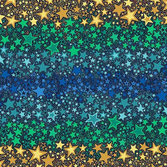 Makower Orbit Ombre Star Blue