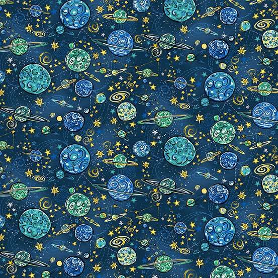 Makower Orbit Galaxy Blue