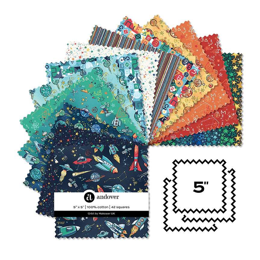 Makower Orbit 5 inch Squares Pack
