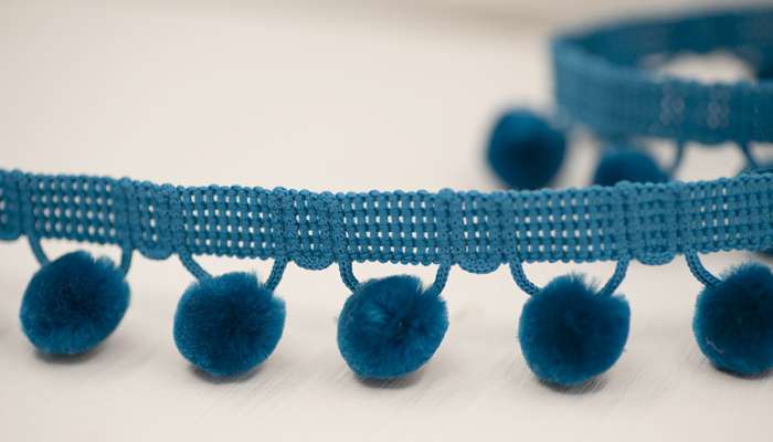 Blue Pom Pom Trim, Premium Turquoise Pompom Braid for Crafts