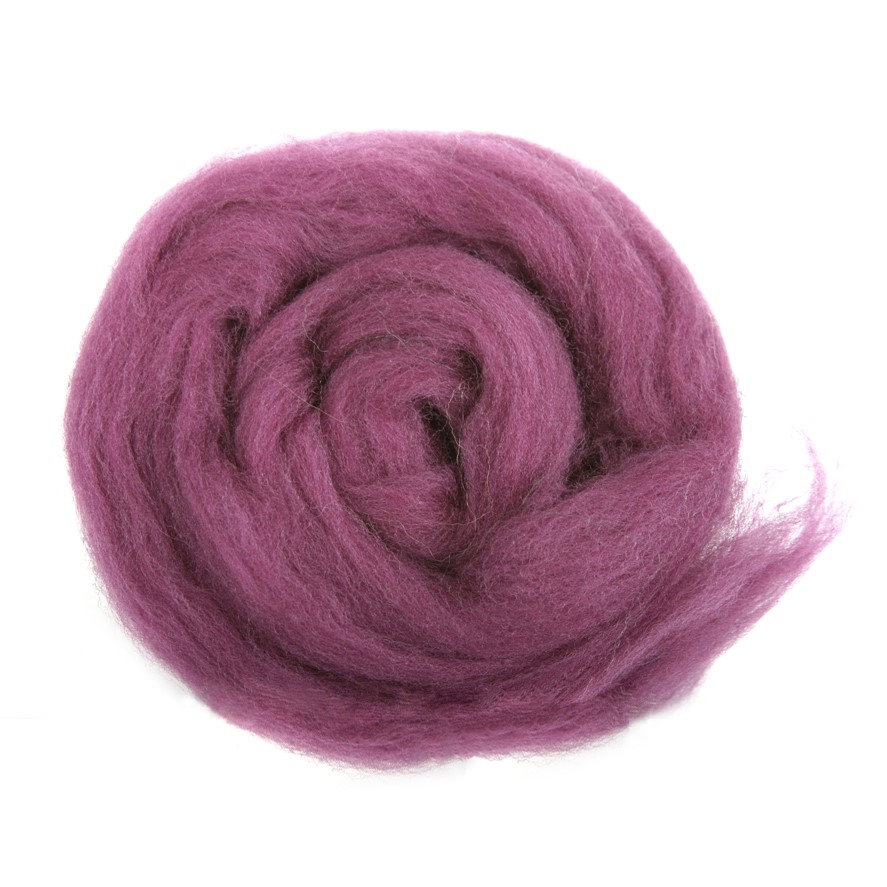 Natural Wool Roving: 10g: Mauve