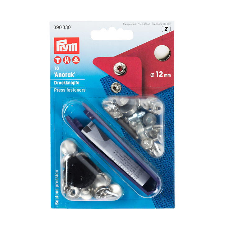 Prym Non-sew press fastener anorak, 12mm, silver-coloured